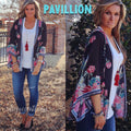PAVILLION PiecePrint Border Floral Kimono Cardigan Top