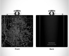 DIRECTIONS Engraved Map Hip Flask w/Funnel
