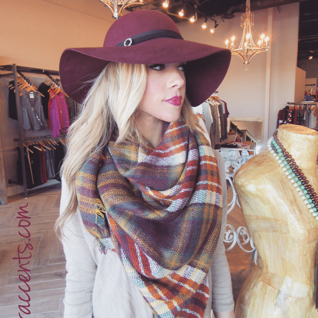 KATE Plaid Blanket Fringe Scarf