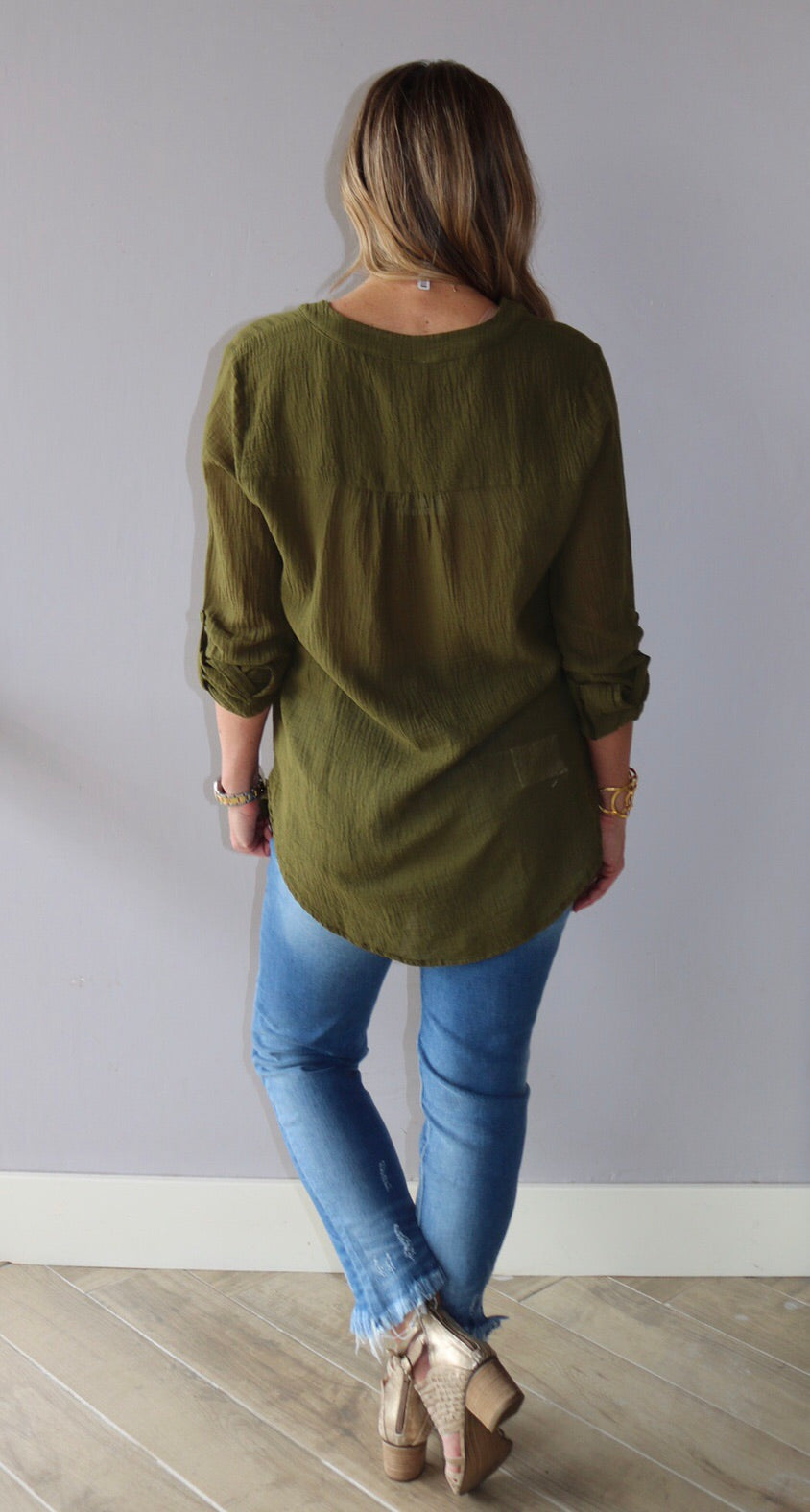 BOBI Gauze VINEYARD RollSleeve Tunic Top