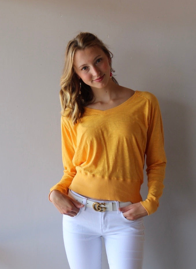 BOBI Slub Jersey ASSERT V-Neck WaistCrop Top