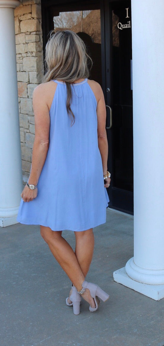 SPRINGMAID Embroidered Floral HalterNeck A-Line Dress