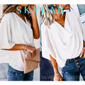 SKYLAR WideSleeve CowlNeck LooseFit Woven Blouse
