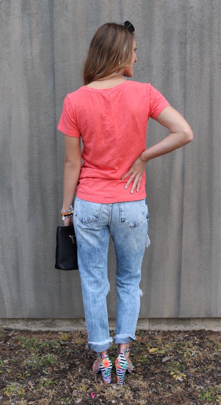 BOBI Slub Jersey BECKHAM RawSeam HiLo ScoopNeck Top