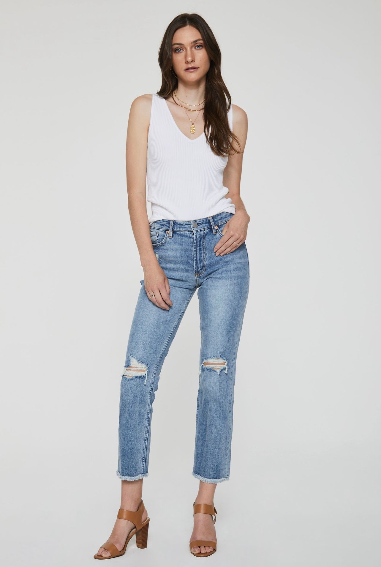 ANOTHER LOVE Double V-Neck NOA RibKnit Tank Top