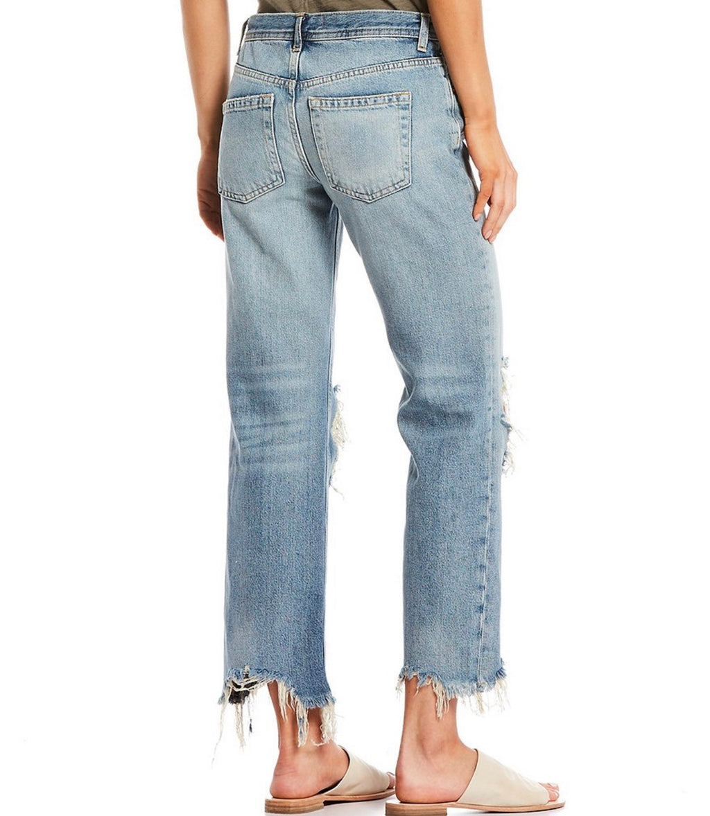 FREE PEOPLE Mid~Rise MAGGIE Straight~Leg Jeans
