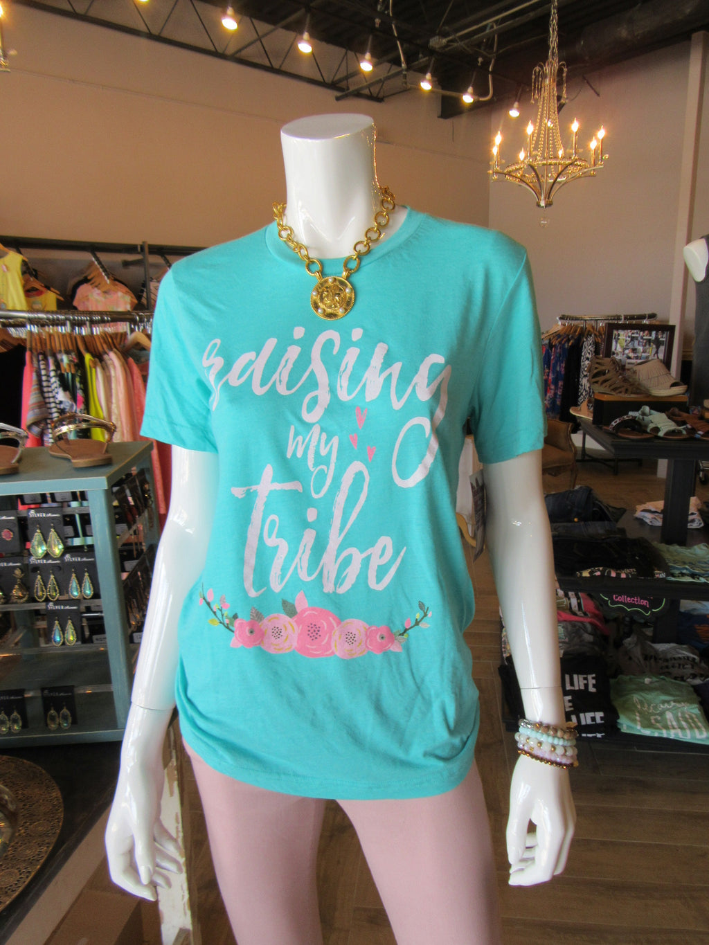 RAISING MY TRIBE Boho Chic TrBlend Graphic Tee Top