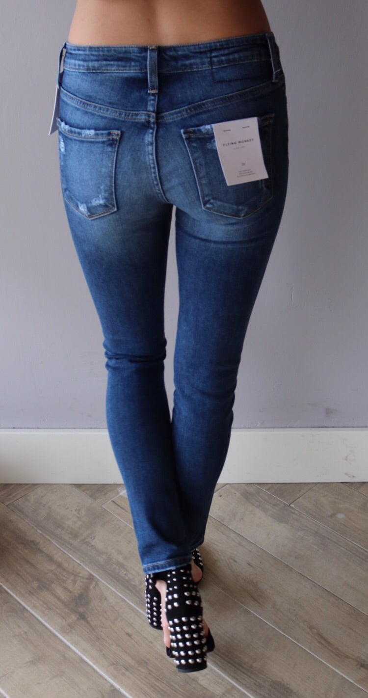 FLYING MONKEY MidRise ALTERNATE BLUE Distressed Skinny Jean
