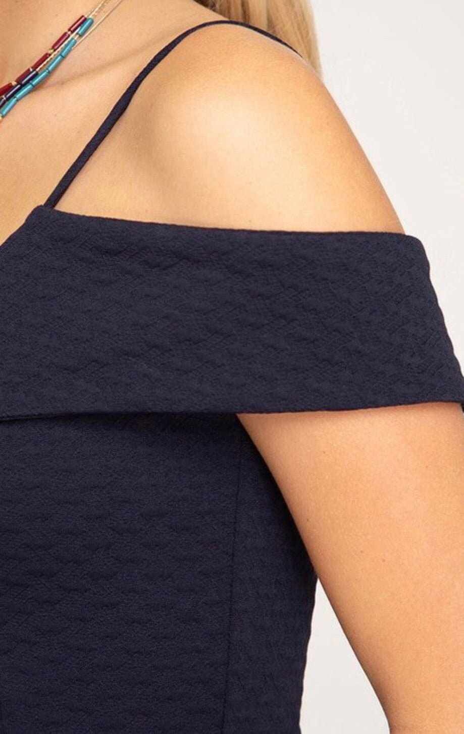 BELIEVER OffShoulder TextureKnit Fit & Flare Dress