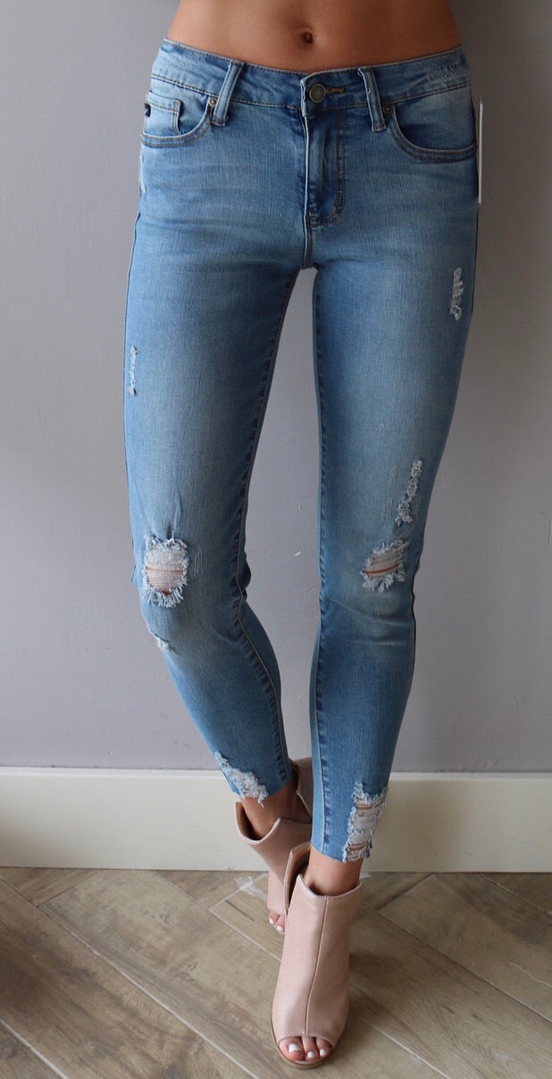 COSMOPOLITAN MidRise Destructed Ankle Skinny Jean