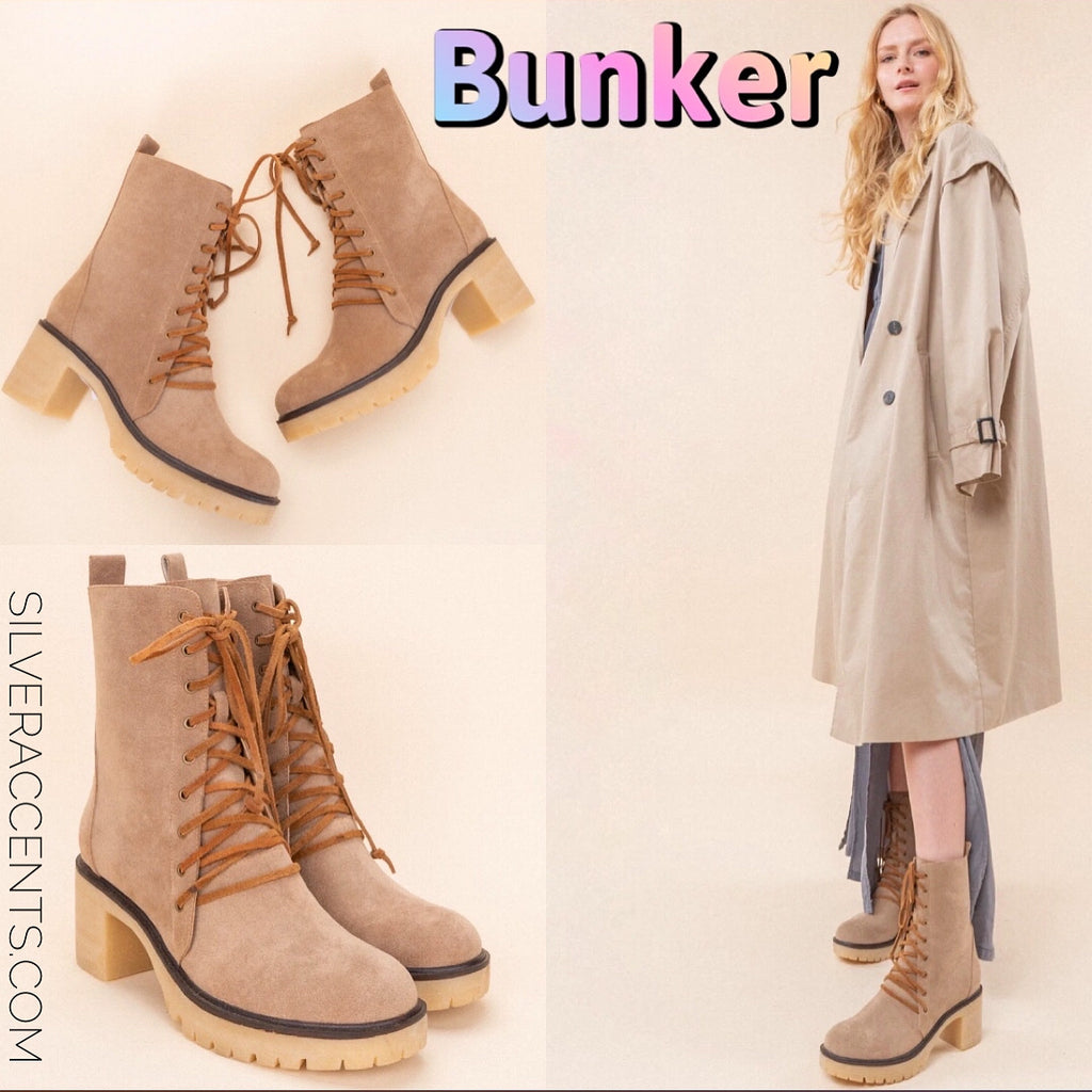 BUNKER Platform LaceUp Combat Bootie