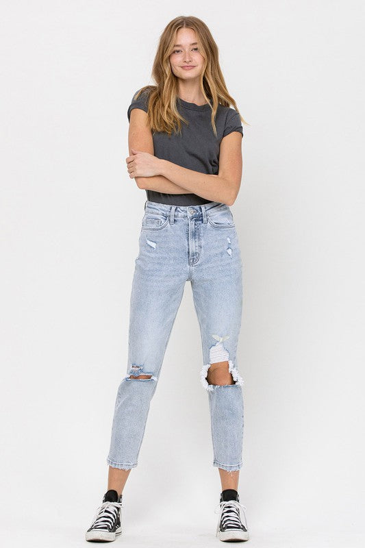 VERVET Distressed ERIKA Stretch Mom Jean
