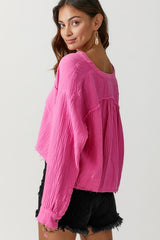 INTENTIONS Gauze ButtonDown Top