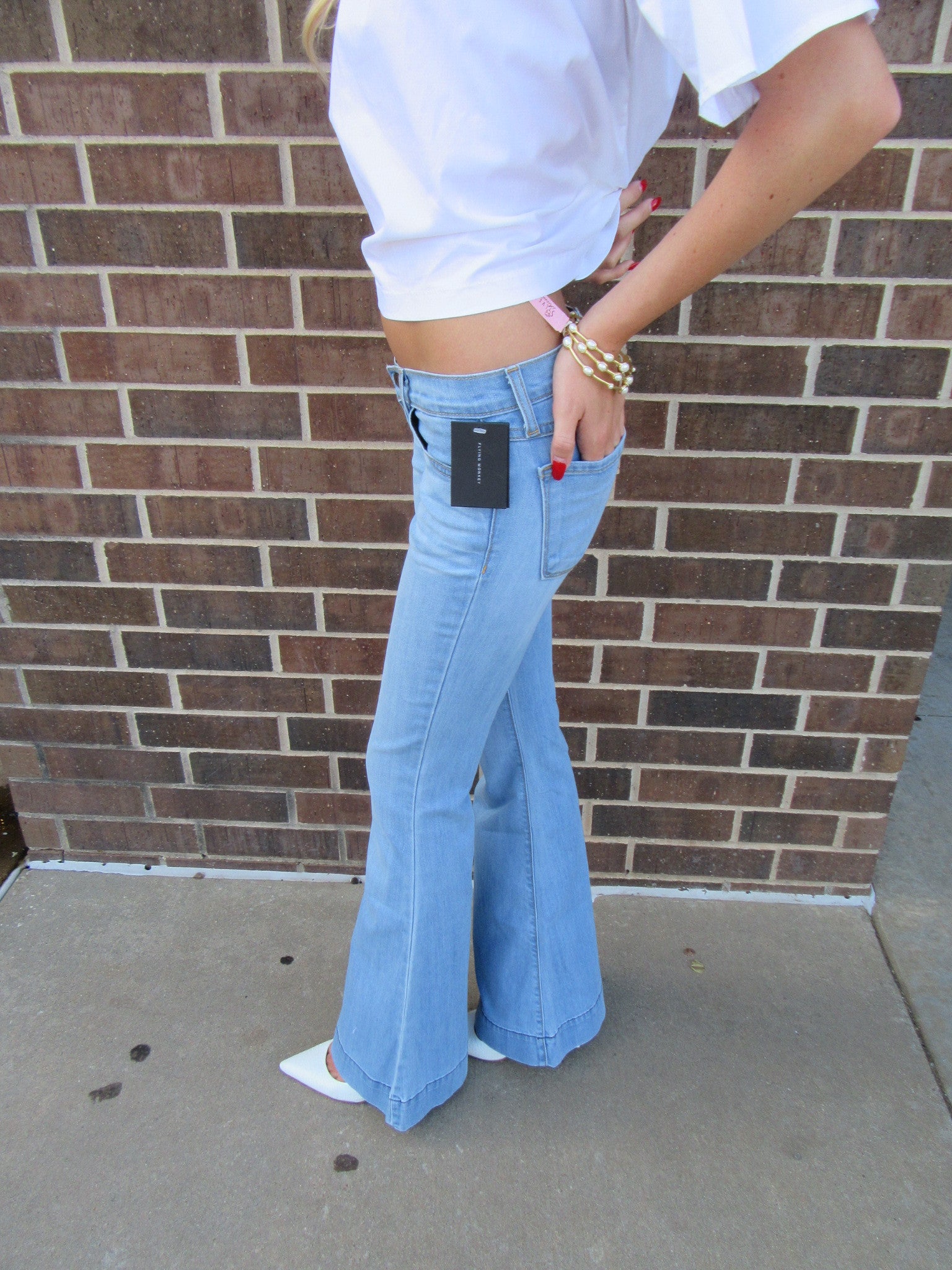 FLYING MONKEY 5pkt SKY BLUE Stretch Flare Jean