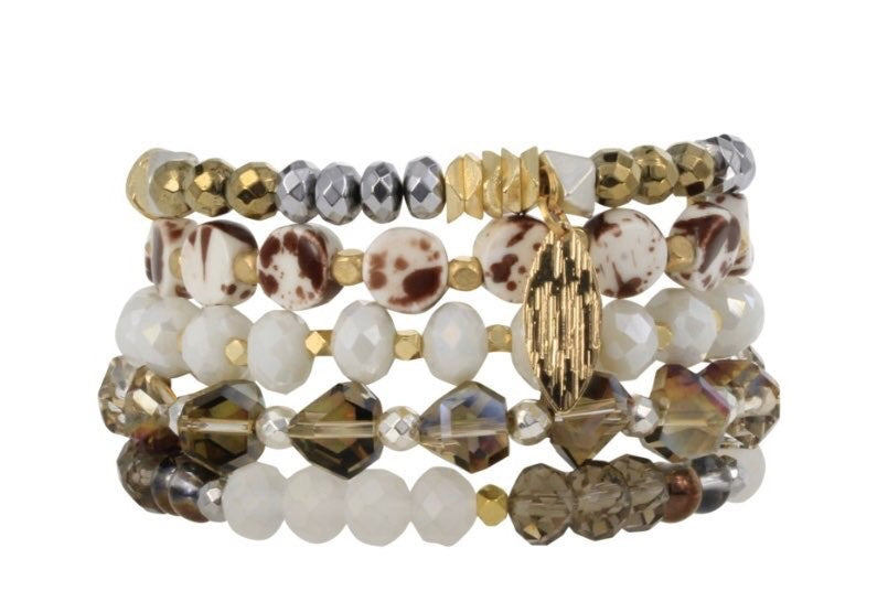 ERIMISH 5pc Beaded HONEY Bracelet Set