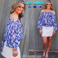 KEY LARGO Hawaiian Floral Smocked OffShoulder Chiffon Tie Top
