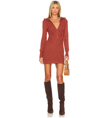 FREE PEOPLE CableKnit MONT BLANC Zip Front Mini Dress