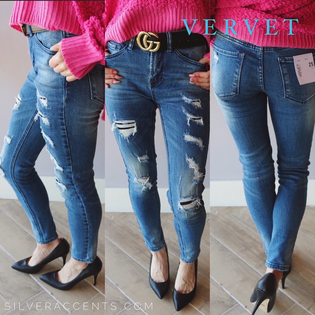 VERVET MidRise TWISTED VINE PatchWork Skinny Jean