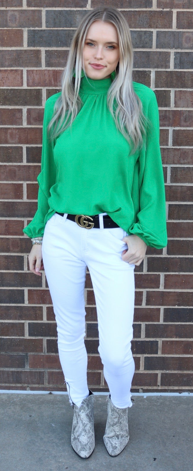 ENCHANTED HiNeck Tie KeyHole Back LongSleeve Top