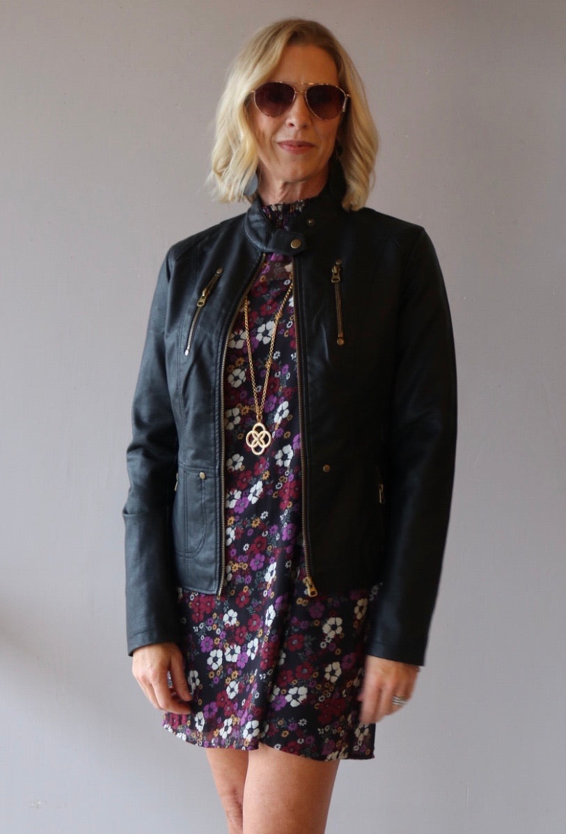 *BOBI BLACK Floral OLSEN Smock Neck Dress