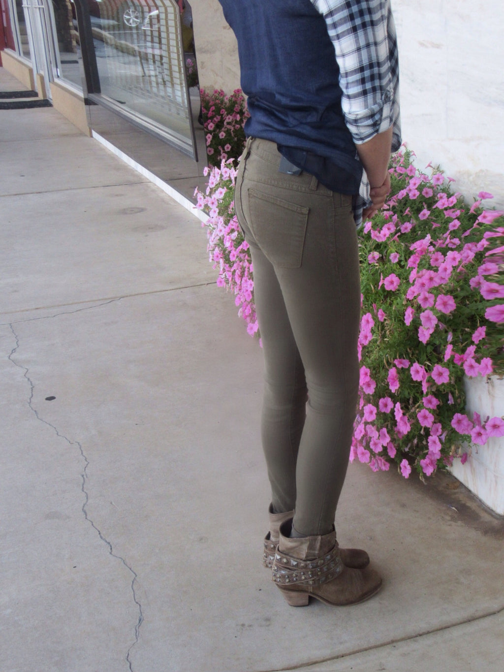 FLYING MONKEY Stretch OLIVE Skinny Jean