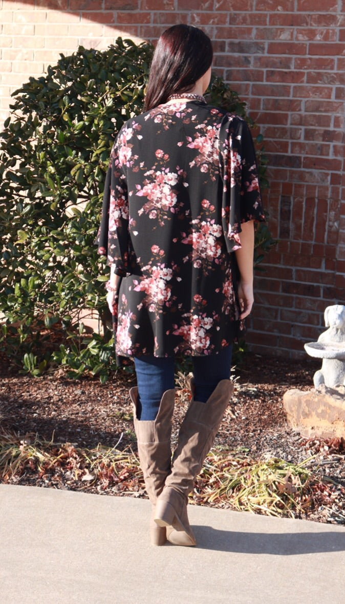 RUSTIC Floral Kimono Cardigan Top