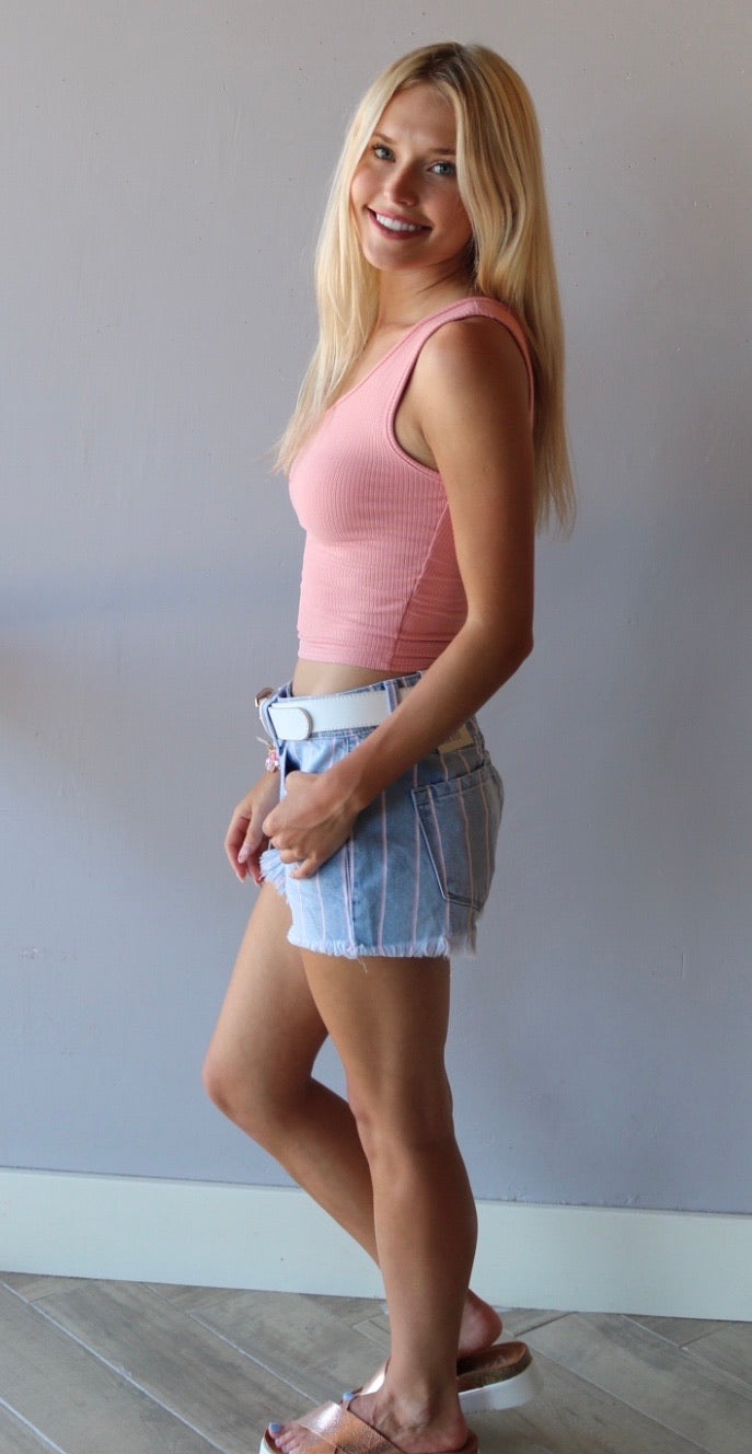 EXPRESS RibKnit OneShoulder Knit Tank Top