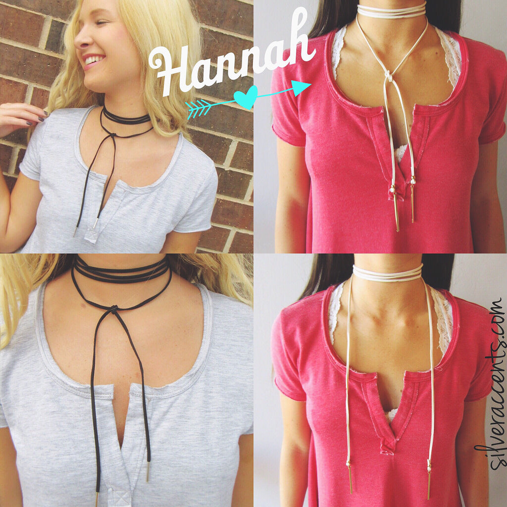 HANNAH Suede Wrap Bolo Choker Necklace