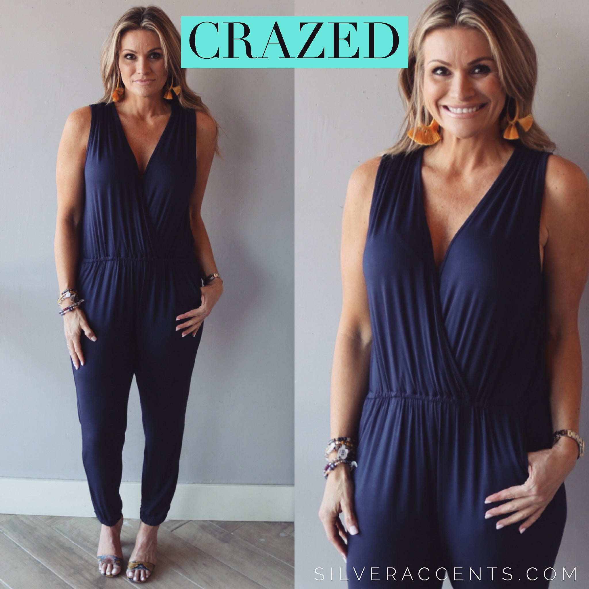 Eesome CRAZED V-Neck Jogger Pant Jersey Jumpsuit