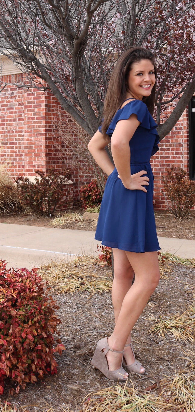 NOTORIOUS Ruffled Wrap SpaghettiStrap Flare Chiffon Dress