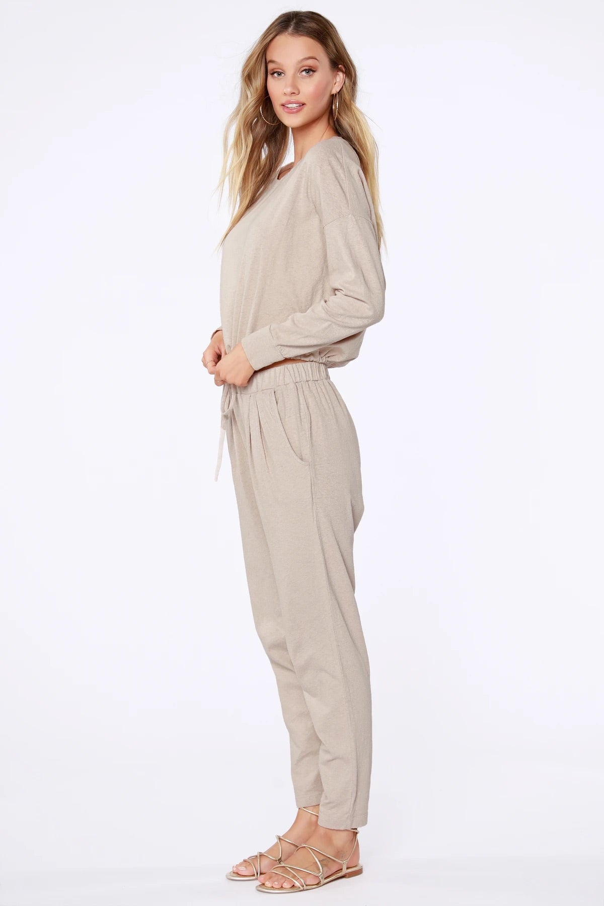 BOBI Sustainable Terry TEMPLE SlubKnit PleatFront Pant
