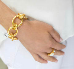 JULIE VOS Gold/Pearl CATALINA Large Link Bracelet