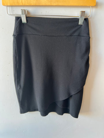 BOBI Rib~Knit VERSED Surplice Skirt