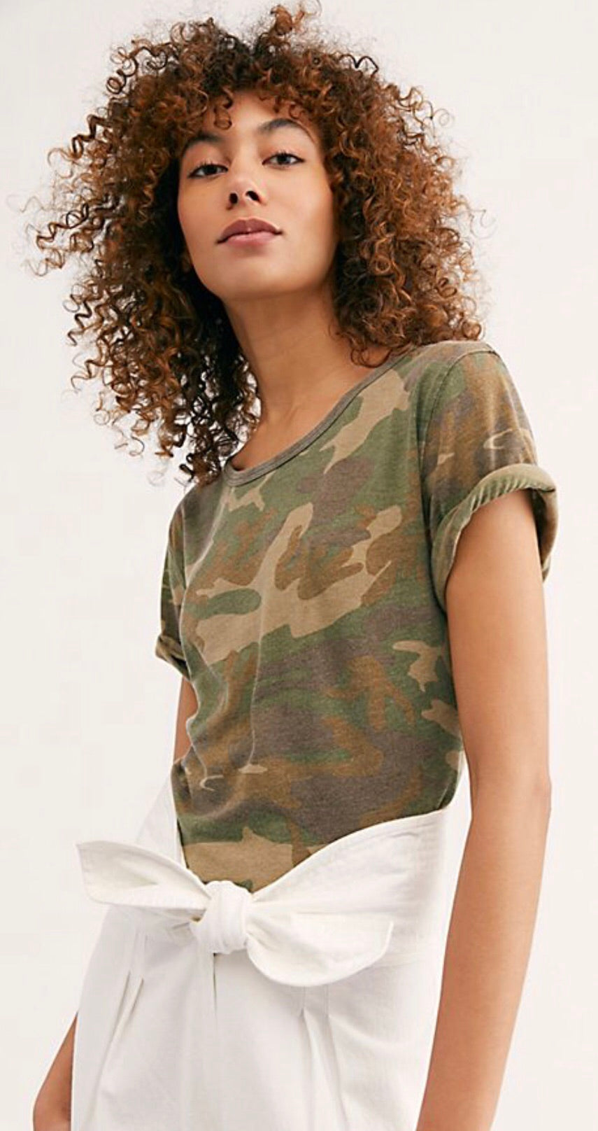 FREE PEOPLE Print TOURIST CrewNeck Tee Top