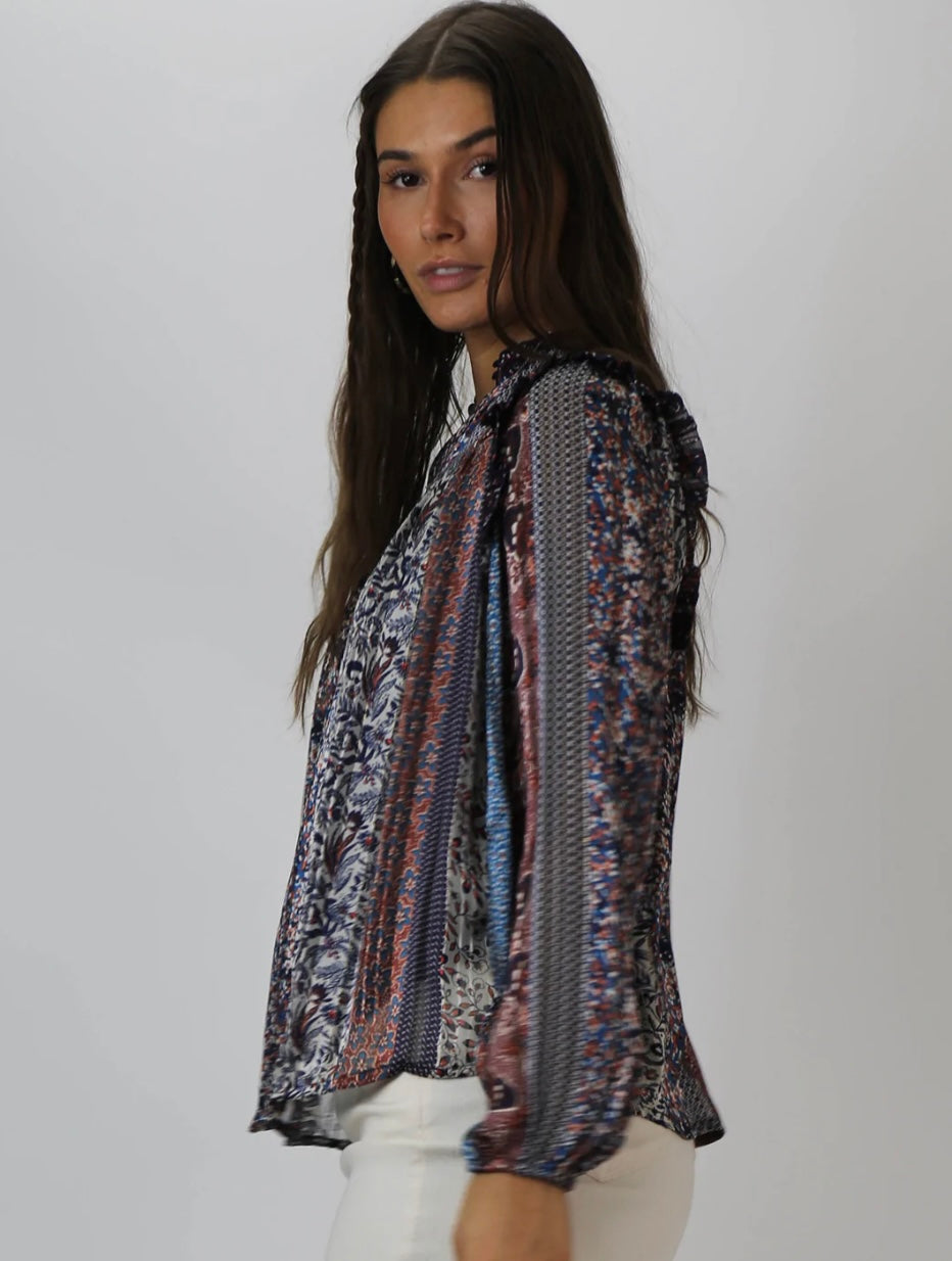 DEAR JOHN Mix~Print ALANI Spliced Hi~Neck Top