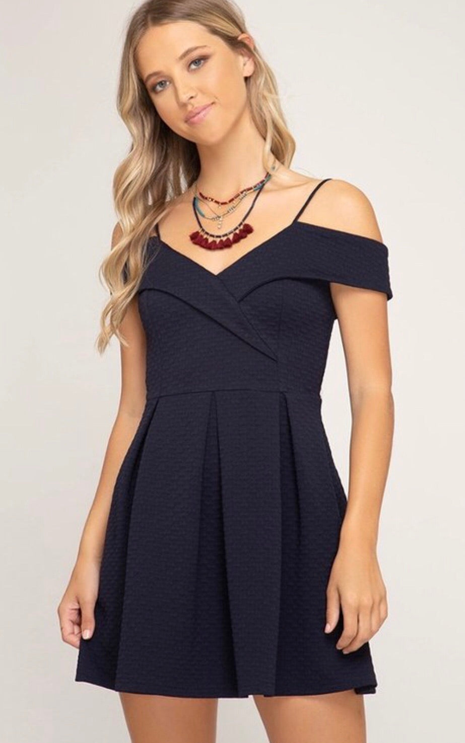 BELIEVER OffShoulder TextureKnit Fit & Flare Dress
