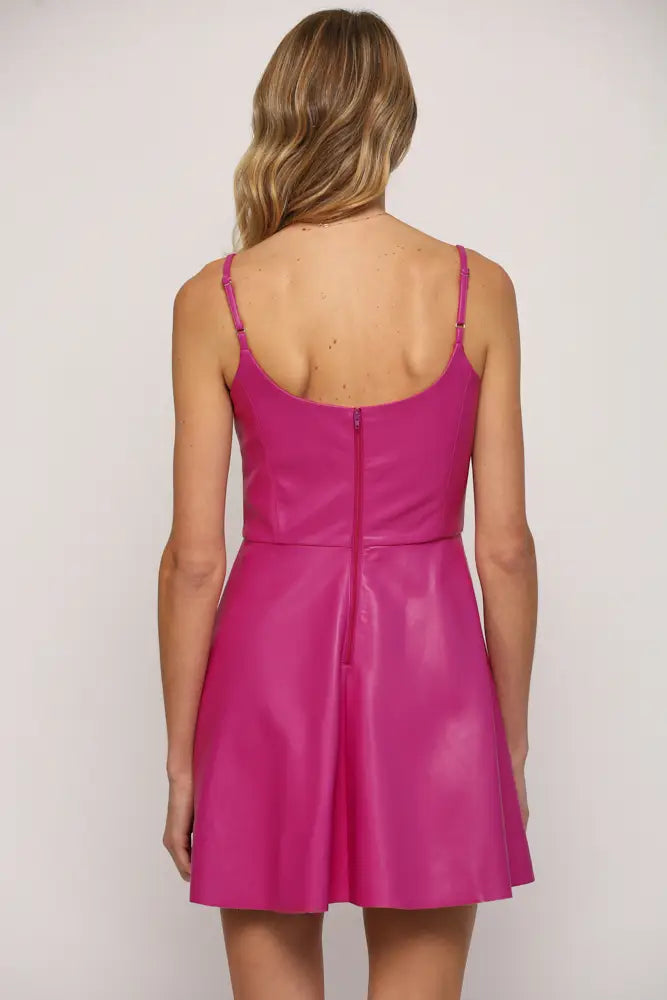 SMIRK Vegan Leather Scoop Neck Mini Dress