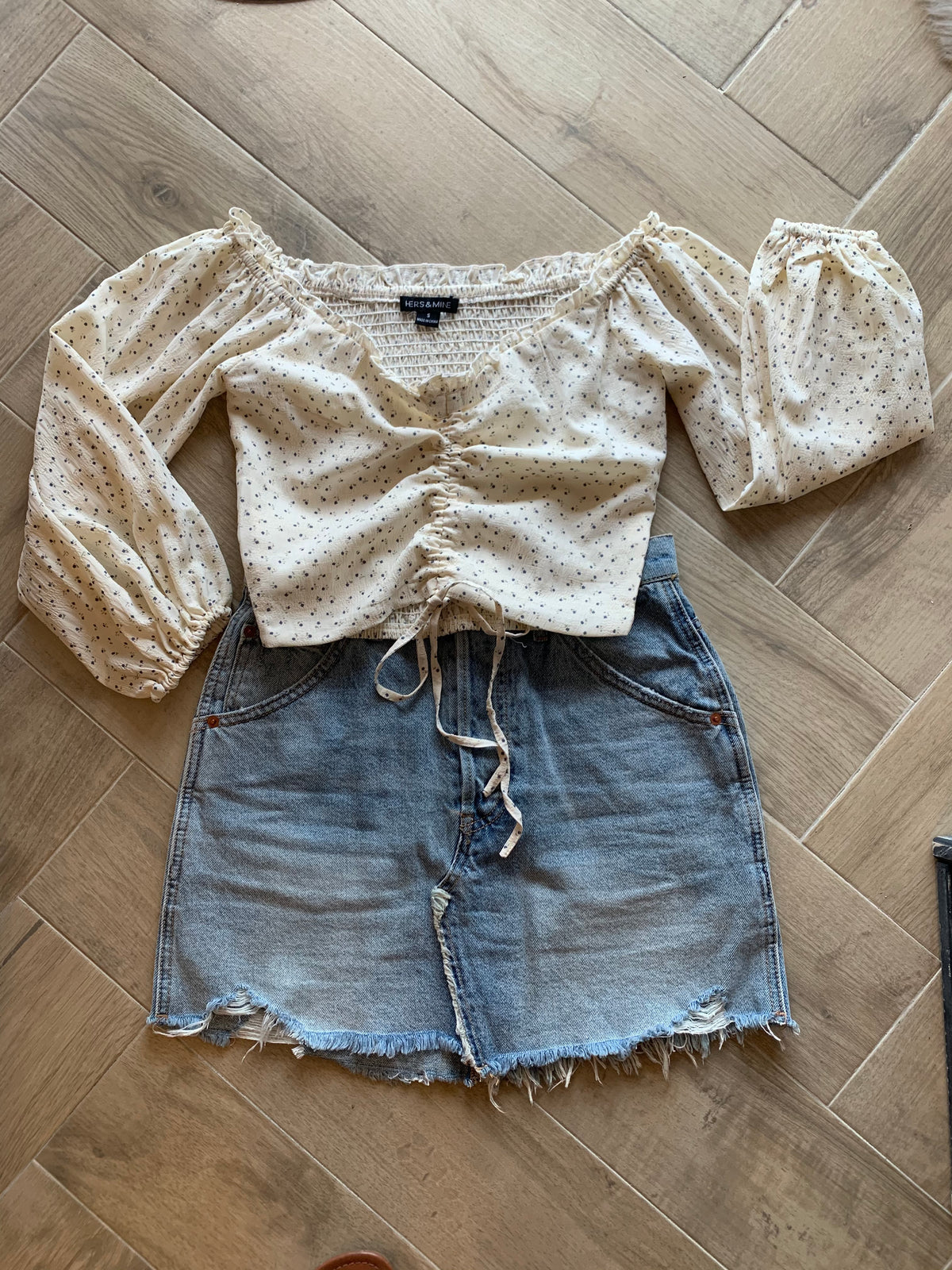 IMMERSE Floral Rouche~Front Print Top