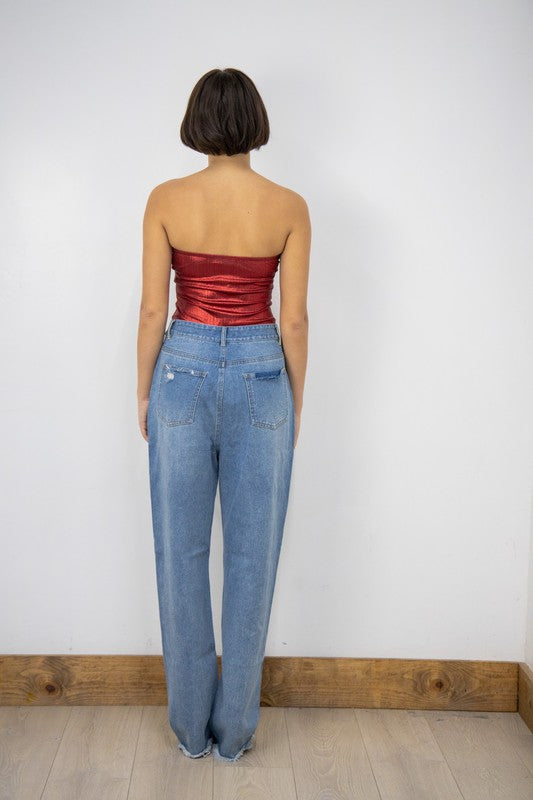 Cloud Ten RIVALRY Strapless Metallic Bodysuit