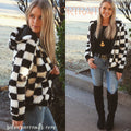 PORTRAIT Checkered Fur Hoodie Jacket
