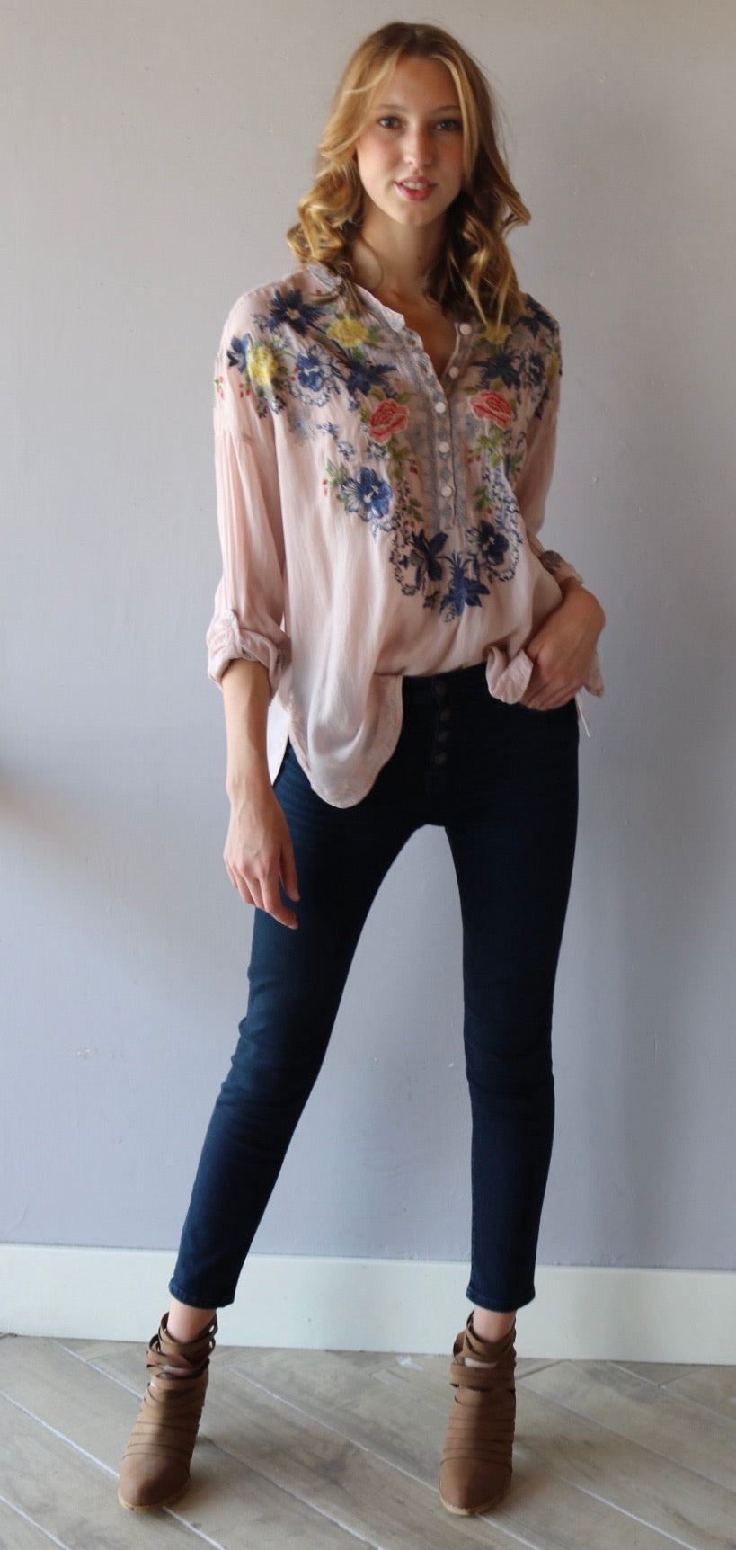 JOHNNY WAS Embroidered ODETTE Blouse Top