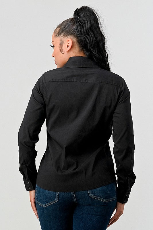 MARKLE ButtonDown Collar Woven Top