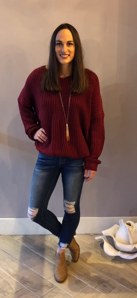 REARVIEW LaceUp Back Tunic Sweater Top