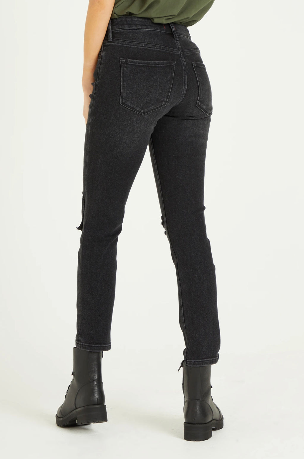 DEAR JOHN HiRise AIDEN Distressed Girlfriend Jeans