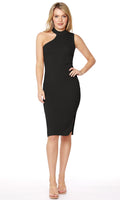 BOBIBLACK RibKnit INSTANT OneShoulder TurtleNeck Midi Dress