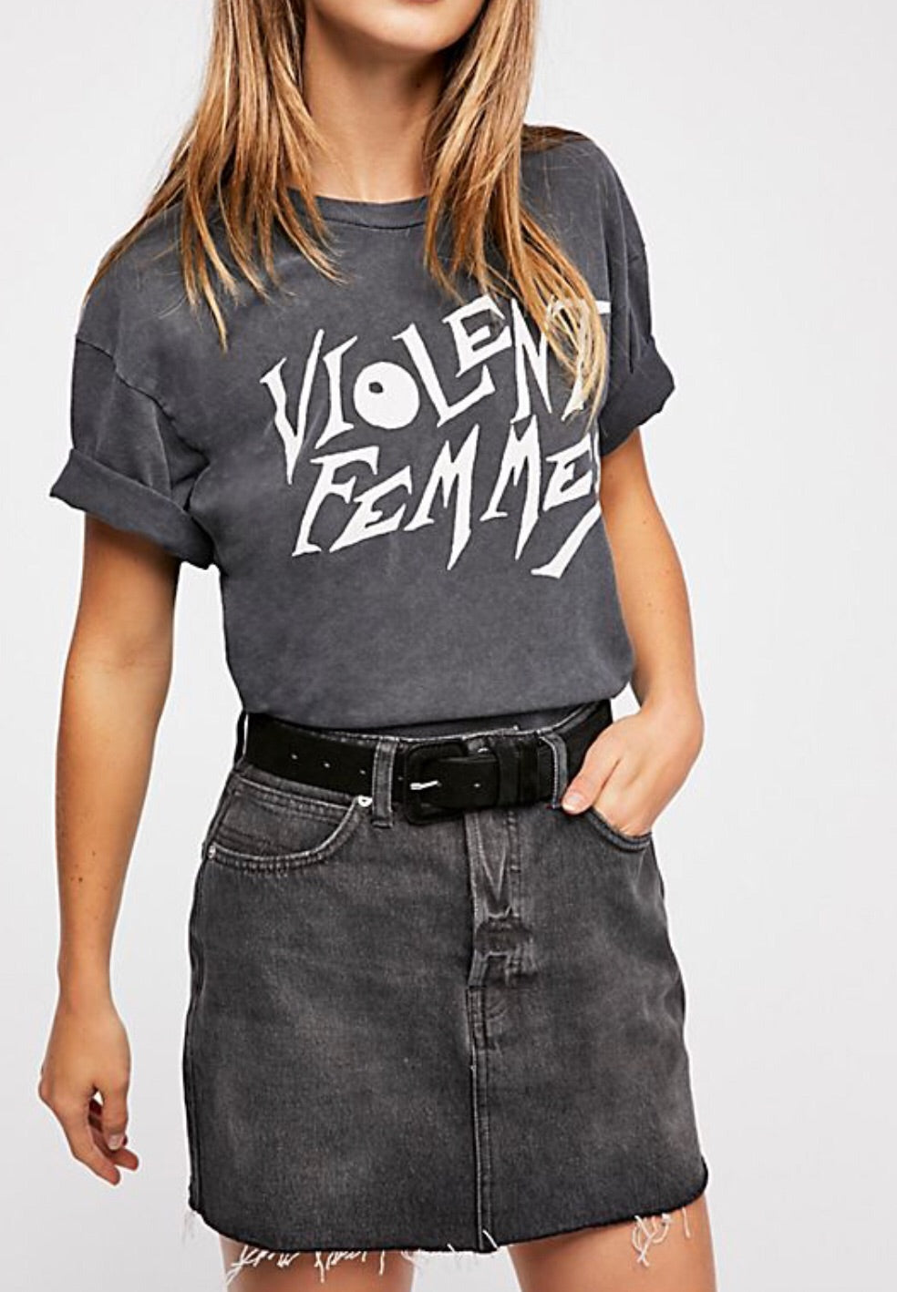 FREE PEOPLE A-Line RUGGED Denim Skirt