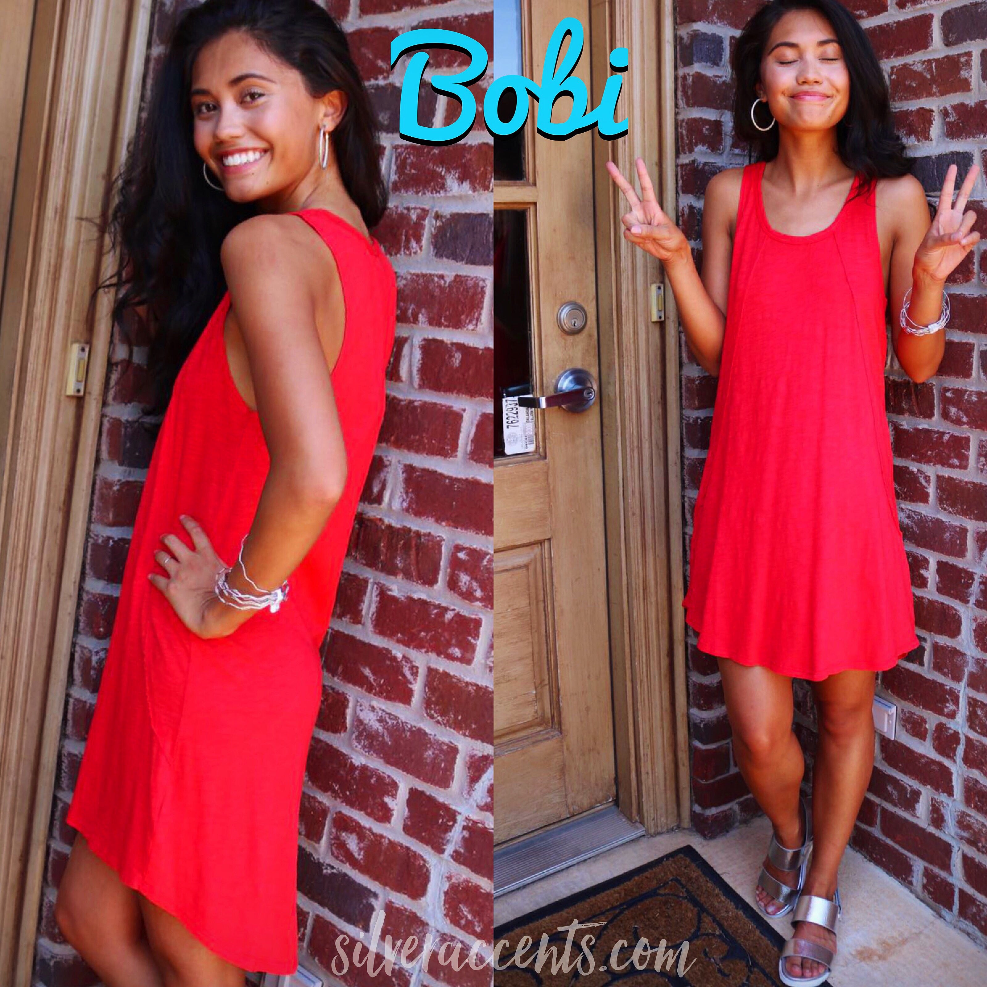 BOBI Slub Jersey TRUE GRIT RawSeam Detail ScoopHem Tank Dress