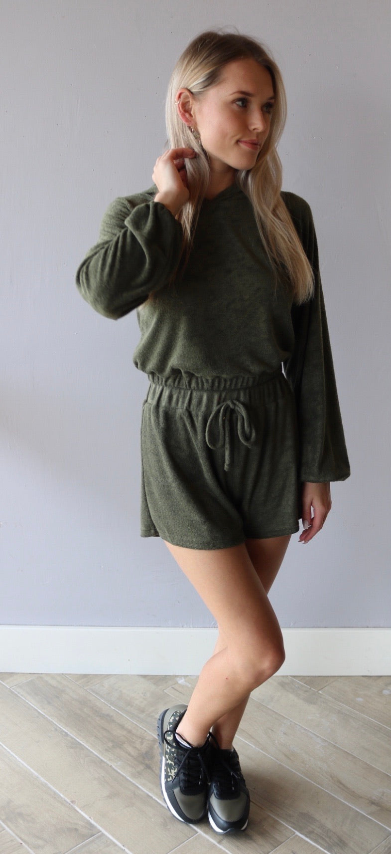 STARK 2pc TerryKnit Cropped Hoodie/Short Set