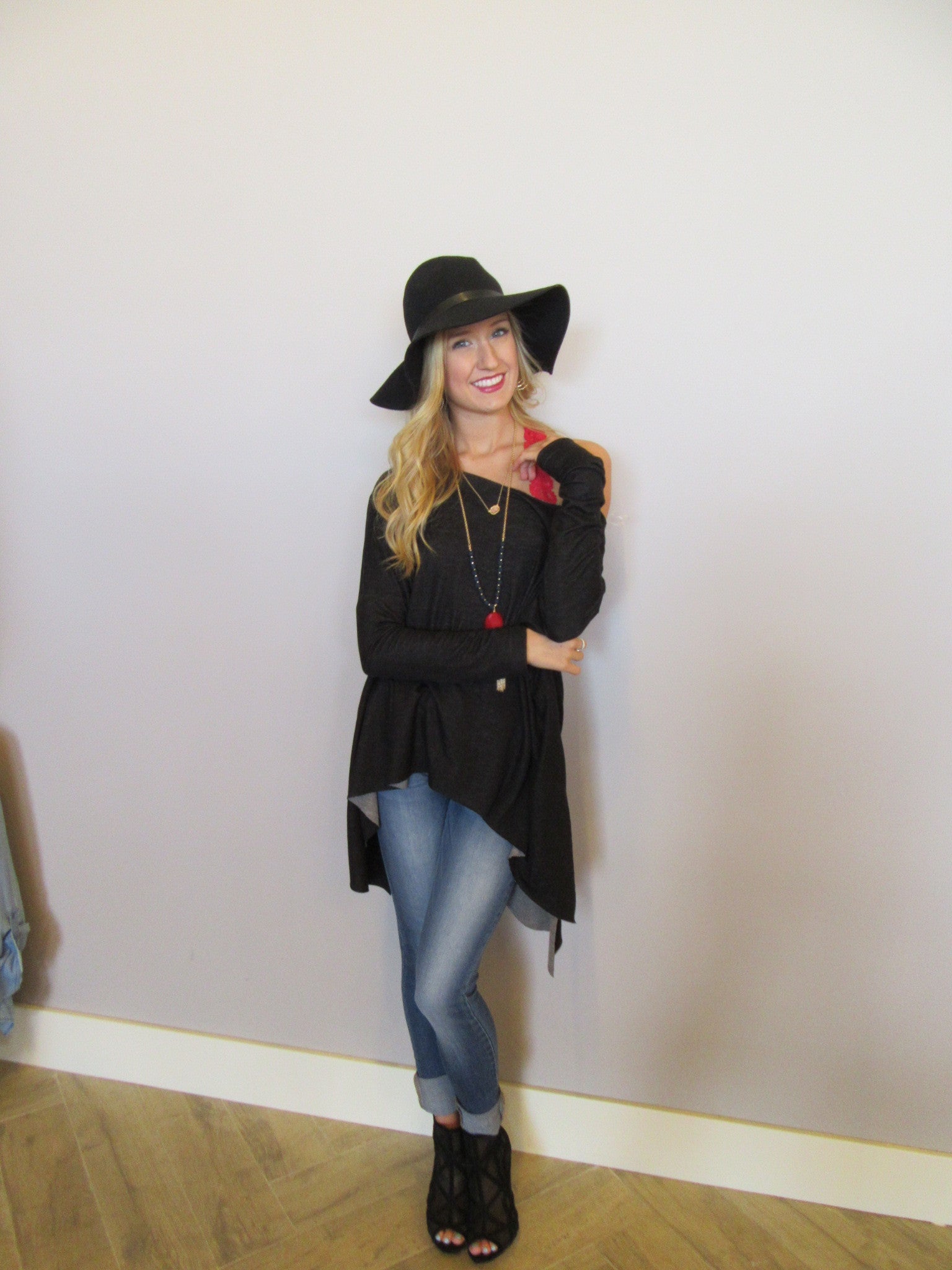 DELOZIER Super Soft Terry Asymmetric Tunic Top