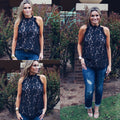 ee:some VISION Lace HiNeck RoundHem Tank Top
